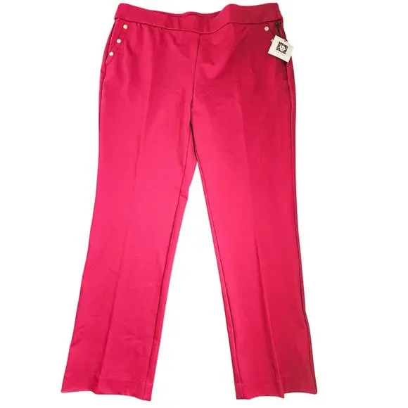 New NWT Ann Klein Scarlett Red Size XL trouser pants straight leg 30" inseam - Picture 1 of 2